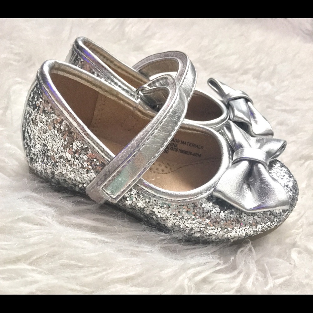 Silver Sequin glitter toddler shoes worn only once
